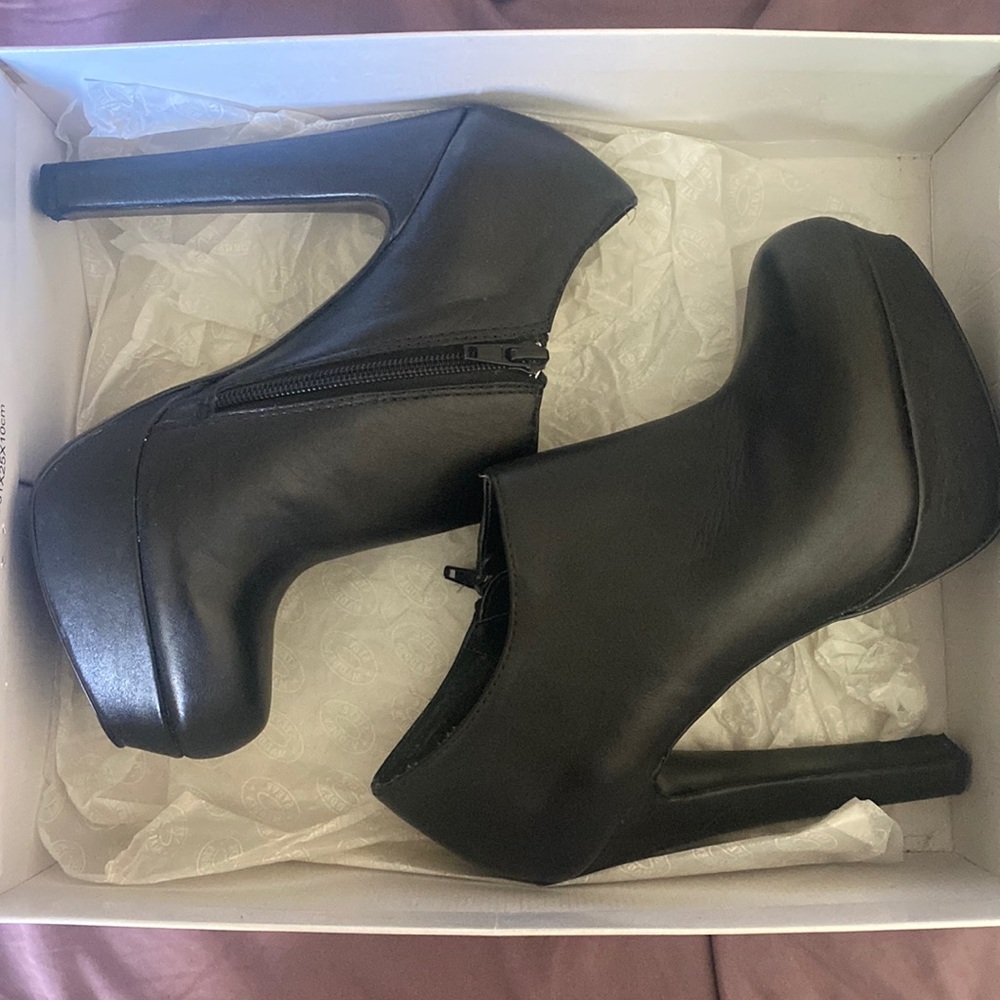 Black leather boots